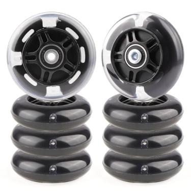 Imagem de Gladeer Rodas de skate em linha iluminadas 85A para ambientes internos e externos com rolamentos ABEC-7 para crianças e crianças patins em linha iniciantes, pacote com 8 (preto, 80 mm)