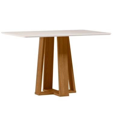 Imagem de Mesa de Jantar para 4 Lugares 1,20m Tampo Mdf com Vidro Rubi Ypê/Off White - New Ceval