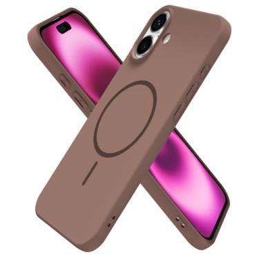 Imagem de oakxco Capa de silicone para iPhone 16 Plus, capa magnética fina e fina compatível com carregamento sem fio Magsafe, capa de gel de borracha macia estética feminina fofa para mulheres e meninas