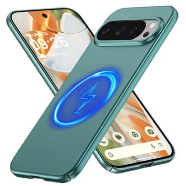 Imagem de GRECAZO Capa magnética para Google Pixel 10 Pro/Pixel 10, fina, minimalista, rígida rígida [compatível com MagSafe], proteção ultrafina e leve com proteção para câmera e tela - verde escuro