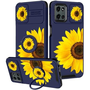 Imagem de Goocrux Capa para Moto G 5G 2025 - Capa de telefone feminina bonita com design exclusivo de desenho animado capa de câmera deslizante com suporte de anel capas para Motorola G 5G 2025, girassol