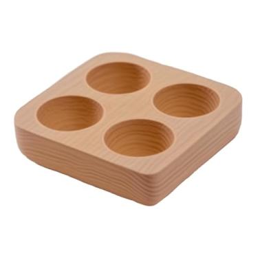 Imagem de Generic Organizador de porta-ovos de madeira, decoração, compacto, suporte para de ovos, prato para exibição ou armazenamento, geladeira de de, Fileira Dupla 4 Slots