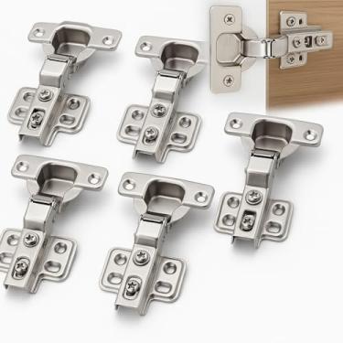 Imagem de Kit 8 Dobradiças Retas com Amortecedor, 35mm, Metal Cromado, Fechamento Suave para Armários e Móveis Planejados qualidade que resiste ao tempo