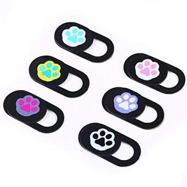 Imagem de IMNEXT2U Capa de webcam Slide 6 pacotes de capas de câmera ultrafinas para computador, laptop, desktop, smartphone para proteger sua privacidade e segurança, pata de cachorro fofa