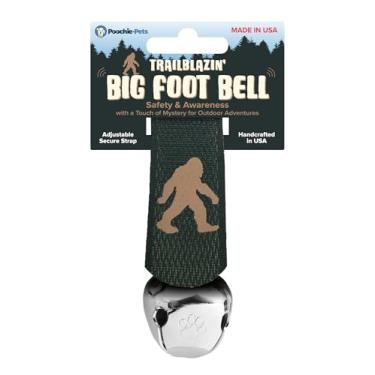 Imagem de Trailblazin' Sino de pé grande para cães – Sino de segurança para coleira de cachorro com alça verde e ícone do pé grande – Segurança e conscientização para animais de estimação para aventuras ao ar