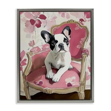 Imagem de Stupell Industries Arte de parede em tela flutuante cinza empoleirada Sweetest Dog, design de Annabelle Hall, 78 x 63 cm