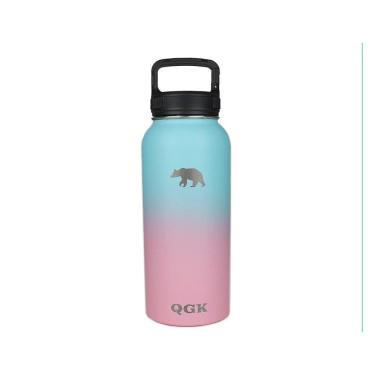 Imagem de Garrafa Térmica Inox 946Ml 32Oz Com Tampa Rosa E Azul - Qgk