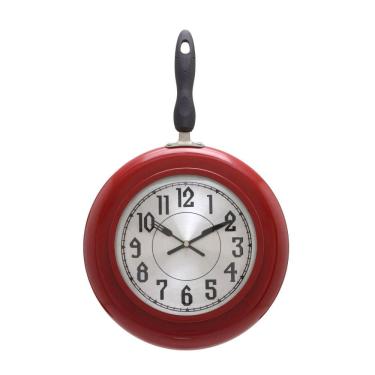 Imagem de Relógio de Parede Frigideira Vermelho 48cm