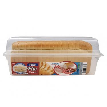 Imagem de Porta Pão de Forma Pote Plástico Transparente com Tampa Reto Retangular Grande Vasilha Para Torradas