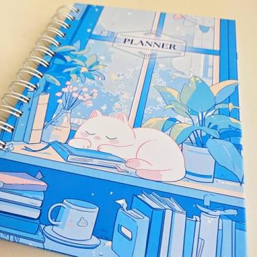 Imagem de Planner Semanal Agenda Permanente 2026 Wire-O Notas Gatinho A5 (Datado 2026 - Azul)