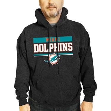 Imagem de Moletom com capuz NFL de manga comprida carvão, vestuário adulto Gameday, moletom unissex com capuz masculino e feminino (Miami Dolphins - preto, adulto grande)