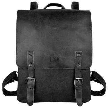 Imagem de LXY Mochila de Couro Sintético para Laptop Vintage Unissex