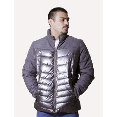 Imagem de Jaqueta Victory Eagle Masculina Metalizada Puffer Recorte Cinza-Masculino