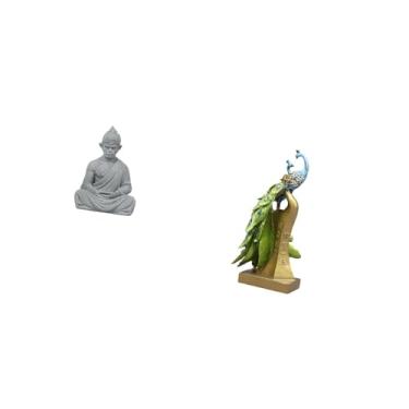 Imagem de Fenteer Estátua de Macaco, Buda, Pavão, Escultura Animal, Estatueta, Sun Wukong, Ornamento em Miniatura Colecionável para Pátio de Hotel, Mesa de Entrada, Mes