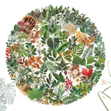 Imagem de Kit de adesivos de scrapbook floral com 100 peças, adesivos autoadesivos de folhas transparentes para scrapbook, cartas para fazer cartões de adultos, decoração de garrafa de água DIY