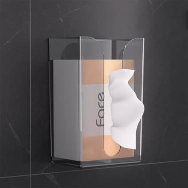 Imagem de Suporte de caixa de lenços de papel montado na parede, caixa de papel de armazenamento adesivo não destrutivo para decoração de casa, adequado para cozinha, banheiro, mesa, penteadeira