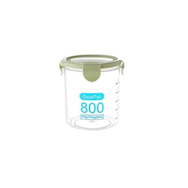 Imagem de Recipientes selados transparentes, conveniente caixa de armazenamento de alimentos de cozinha com calibração clara, 600/800/1000 ml, para feijão, nozes, cereais, verde 1000 ml, para organização de