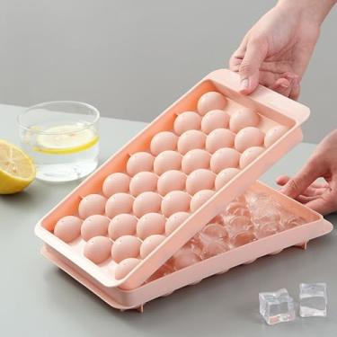 Imagem de Bandeja redonda de cubos de gelo 33 para freezer, forma esférica de fácil liberação para bebidas e coquetéis, reutilizável para cozinha doméstica (rosa)