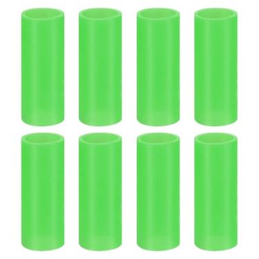 Imagem de 8 peças de pontas de canudo de silicone, capas de palha de metal, pontas de canudos reutilizáveis macias adequadas para canudos de aço inoxidável OD de 12 mm/0,47" (verde, 42 mm de comprimento)