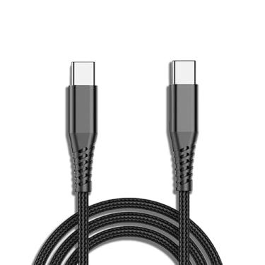 Imagem de Cabo de carregamento rápido USB C para USB C, cabo de carregamento rápido de 2,5 m de nylon trançado tipo C 60W para iPhone série 16/15, iPad, MacBook, Samsung Galaxy, tablets, laptops (preto)