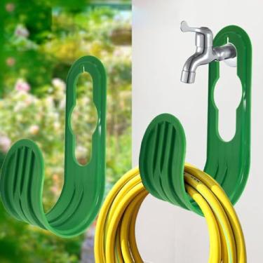 Imagem de Gancho de mangueira de jardim - Mangueira expansível de metal resistente, suporte de gancho de tubo de água para irrigação de jardim - verde