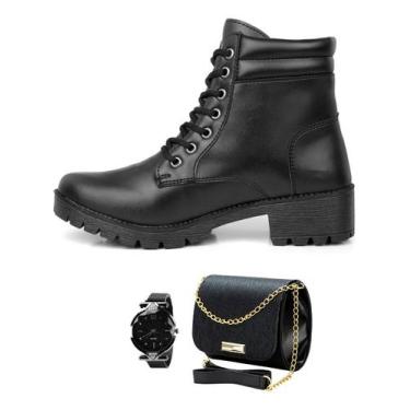 Imagem de Kit Coturno Feminino Bota Tratorada Feminina Cano Baixo Top - USEVR, P