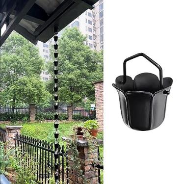 Imagem de WEBSID Correntes de chuva de alumínio para chuva pesada, sinos decorativos e copos coletores de chuva, calha de substituição, desviar a água da corrente de chuva do telhado