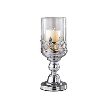 Imagem de Castiçal de ferro forjado de corte romântico à luz de velas para mesa de jantar de casamento castiçal de vidro de metal europeu