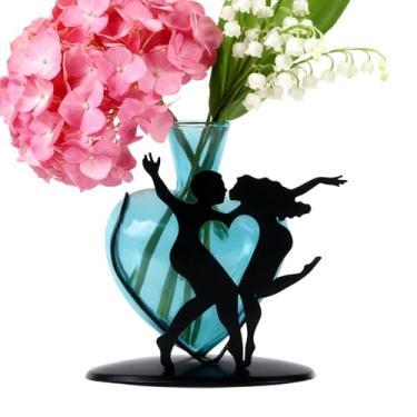 Imagem de Vaso decorativo - Suporte floral em forma de coração | Vasos com suporte de casal dançando para decoração | para casa, sala de estar, cozinha, sala de jantar, quarto, escritório, jardins, mesa de café