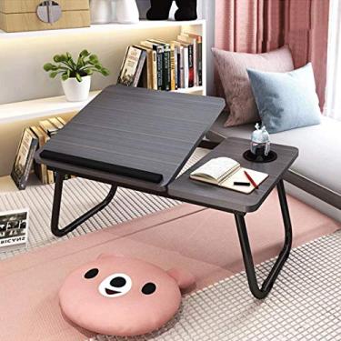 Imagem de Mesa de cama dobrável para laptop, mesa ajustável, mesa para notebook, bandeja de cama com suporte para copo
