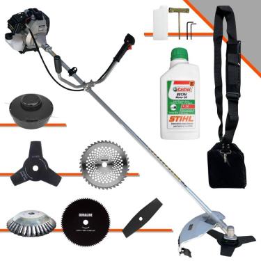Imagem de Aparador de Grama Profissional À Gasolina Toyama TBC43H 43cc 1,7HP 12.000rpm Roçadeira Multifuncional Lateral Com 6 Opções de Cortes + ÓLEO STIHL 2T