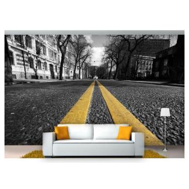 Imagem de Papel De Parede Cidade Asfalto Preto E Branco  Ncd148 - Você Decora