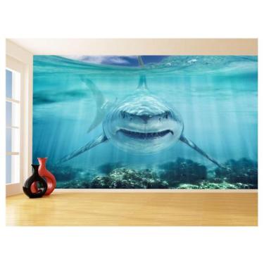 Imagem de Papel De Parede 3D Animais Tubarão Cardume Mar 3,5M Anm555 - Você Deco