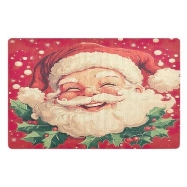 Imagem de SEHANY Tapete de porta de inverno Papai Noel Natal para todos os climas, impermeável, secagem rápida, bem-vindo, tapete de entrada antiderrapante, tapete decorativo de poliéster para entrada, varanda