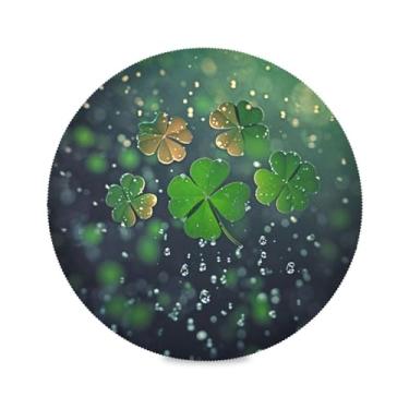 Imagem de Blueangle Jogo americano redondo trevo verde conjunto de 6 tapetes de mesa de poliéster, fácil de limpar, resistente ao calor, limpável, para mesa de jantar (6)