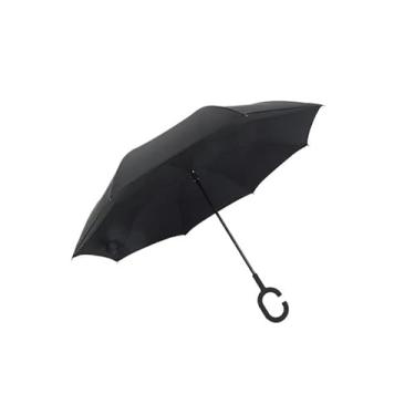 Imagem de Guarda Chuva Invertido Tecido Duplo Impermeável Reforçado Contra Guarda-Chuva Para Carro(Black)
