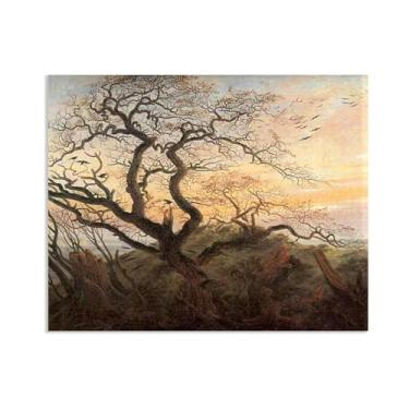Imagem de ZUJGHSJG Árvore dos corvos por Caspar David Friedrich Impressões em tela Well Decor The World Classic Art Reproduções de arte grande giclee arte de parede para sala de estar decoração de casa 60 x 50