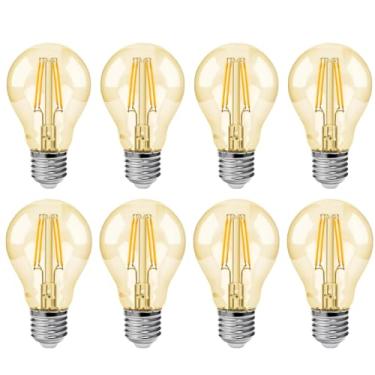 Imagem de Kit 8x Lâmpada Filamento Led A60 Retrô Vintage Âmbar Bivolt E27