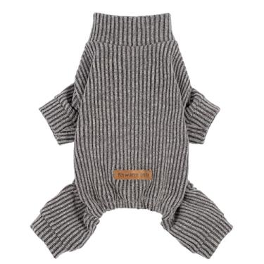 Imagem de Fitwarm Pijama de malha para cães com gola falsa, roupas quentes de inverno para cães pequenos, meninos e meninas, pijamas para animais de estimação, cinza, PP
