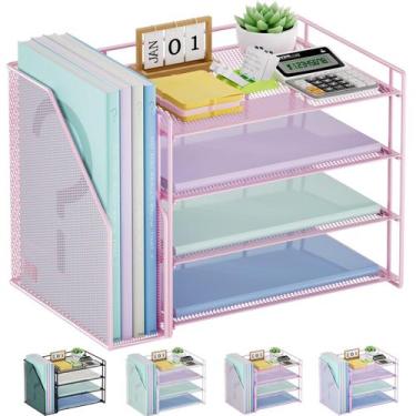 Imagem de Organizador de mesa Marbrasse, bandeja para cartas em papel de 4 camad