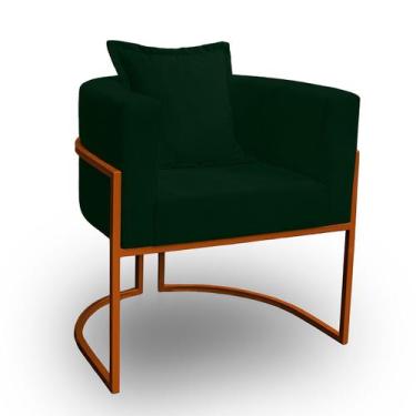 Imagem de Poltrona para Sala Base de Metal Bronze Reforçada Liz Veludo - LH Deco