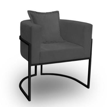 Imagem de Poltrona para Sala Base de Metal Reforçada Liz Veludo Cinza - LH Decor