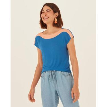 Imagem de Blusa Básica Feminina Decote Canoa Em Viscose Stretch - Malwee, Azul, 