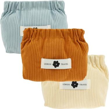 Imagem de Bolsa de armazenamento elástica de veludo cotelê, 13 x 5 x 12 cm, organizador de laços de cabelo, pequeno, bolsa de armazenamento de viagem, mini bolsa de maquiagem para mulheres e meninas, A, Vintage