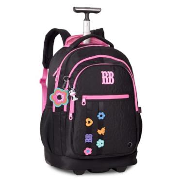 Imagem de Mochila Rodinha Rebecca Bonbon Flower Power Grande Feminina Nova Escolar (Preto)