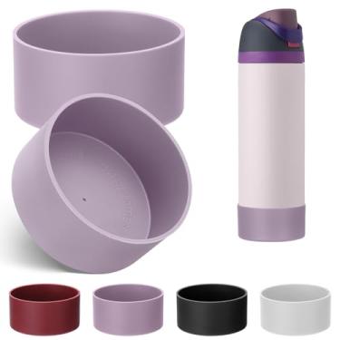 Imagem de Mity rain 2 peças de bota de silicone para garrafa de água Owala 680 g 947 ml, capa protetora antiderrapante para acessórios de garrafas de água de aço inoxidável FreeSip (roxo, 680 g)