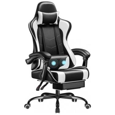 Imagem de Cadeira Gamer Reclinável e Giratória com Apoio para Lombar e Cabeça, Homall, Branca