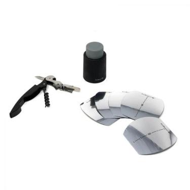 Imagem de Kit Acessórios de Vinhos Saca Rolhas Tampa à Vacuo Corta Gotas Garrafa
