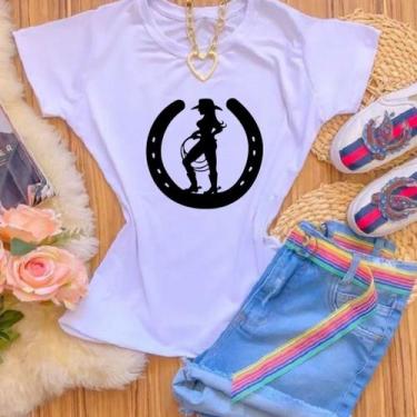 Imagem de Camiseta T-shirt Blusa FERRADURA MULHER COWBOY GIRL - loja dinka, g