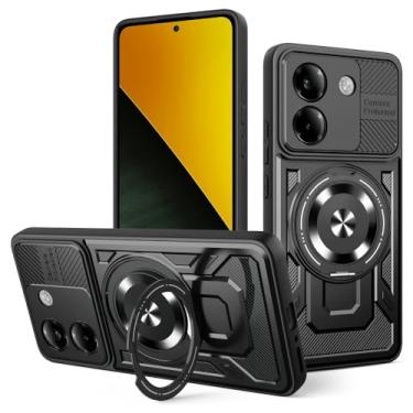 Imagem de Kukoufey Capa compatível com Xiaomi Poco M7 Pro 5G 2409FPCC4G 2409FPCC4I, compatível com MagSafe, suporte magnético giratório de 360 graus, capa para celular preta